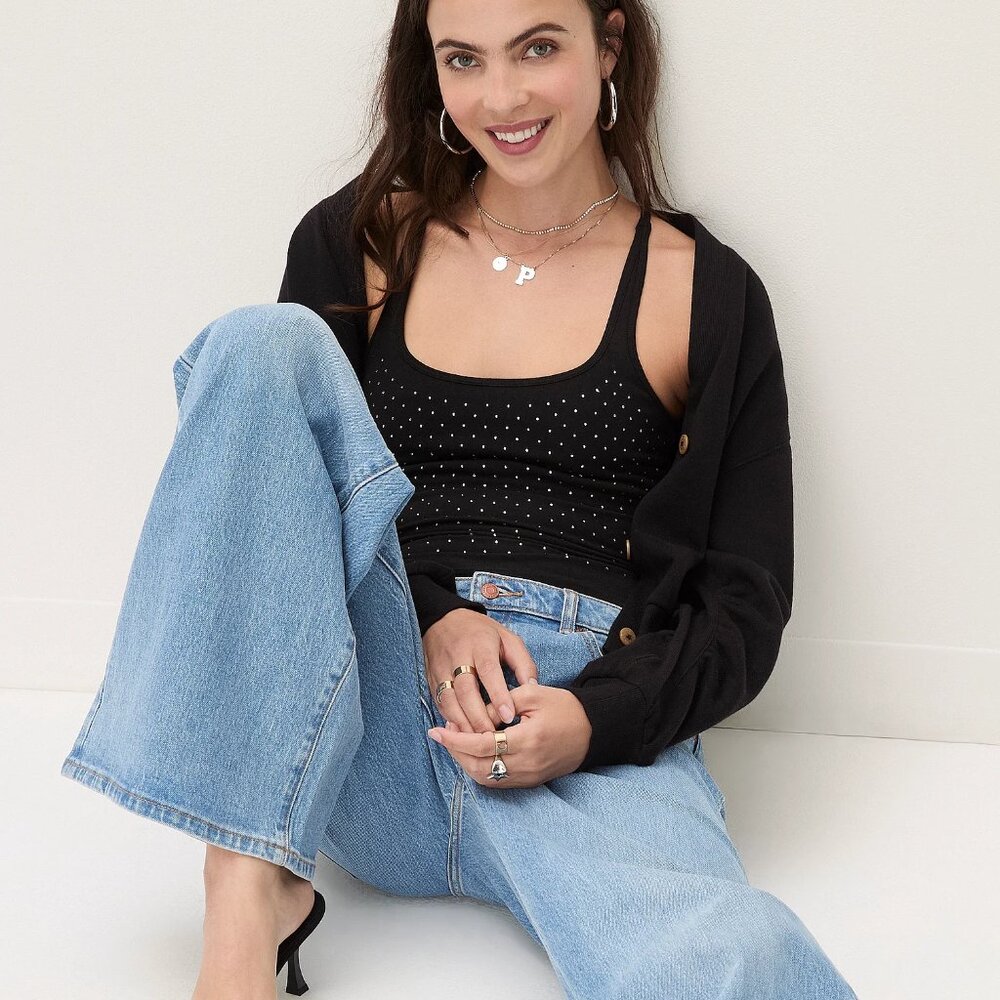 PINK Victoria's Secret Black Cropped V‑Neck Cardigan - Picture 3 of 4